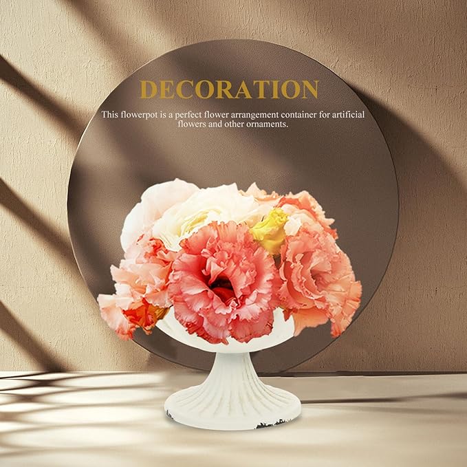 Kichvoe Vintage Iron Vase Retro Metal Flower Pot Small Planter 5.11X5.11X3.34 Inches Decorative Centerpiece for Home Tabletop