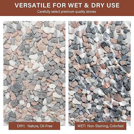 NUPICK 6 lbs Pebbles for Indoor Plants, 3/8 Inch Pea Gravel for Fish Tank, Decorative Rocks for Succulent, Natural River Stones for Vases, Cactus, Landscaping, Bird Bath, Aquarium, Mixed