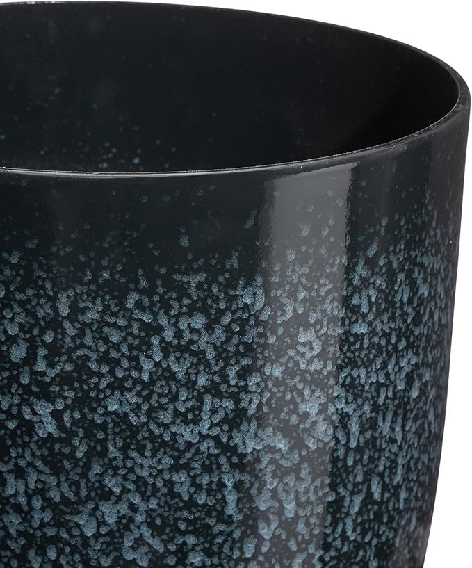 Glitzhome 16.75" H Garden Tall Planter Pots,Set of 2 Modern Round Tall Planter with Drainage Holes,PE and Stone Faux Ceramic Large Flower Pots for Outdoor Indoor,Ceramic Gradient Turquoise