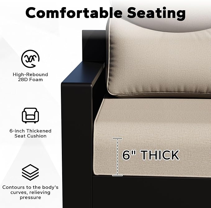 Joyside Outdoor Chair Cushions Set, 24x24 Inch Smile Patio Furniture Cushions, 6’’ Thick, Water Resistant & Fade Resistant, Outdoor Replacement Cushions for Seat and Sofa