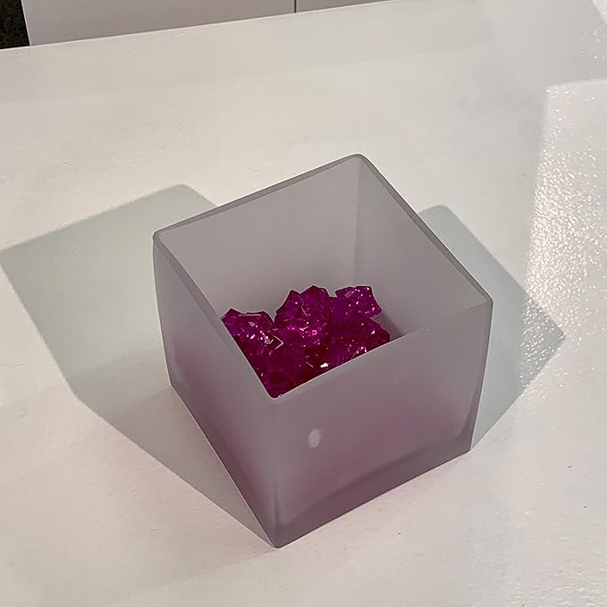 WGV Cube Glass Vase, Candle Holder, 5"x5"x5", Frosted Elegant Floral Accent Container Planter Terrarium Storage for Wedding Party Ceremony Event Office Home Decor, 1 Piece