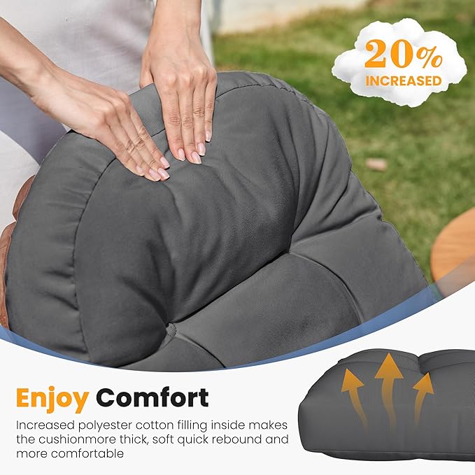 Amopatio Adirondack Chair Cushions 4" Thick Set [2-Pack] - Outdoor Cushions for Patio Furniture, Contoured Design with Anti-Slip Straps & Water-Resistant Fabric for Adirondack Chairs, Dark Gray