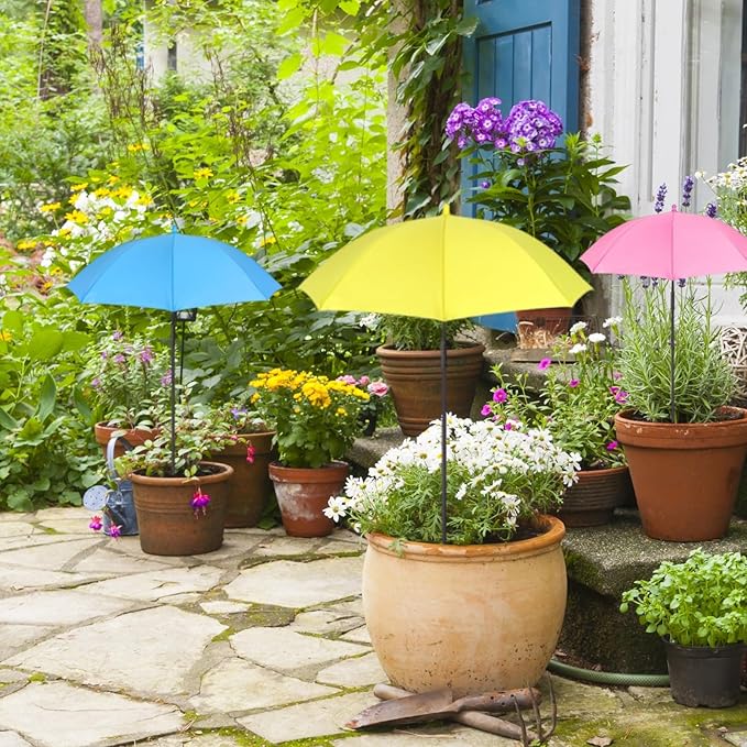 3 Pack Plant Umbrellas for Outdoor Plants, 26" Larger Plant Shades for Potted Plants and Garden Beds, 40" Height Garden Umbrella Sun Protection Shade Cover for Flowers Fruits Vegetables