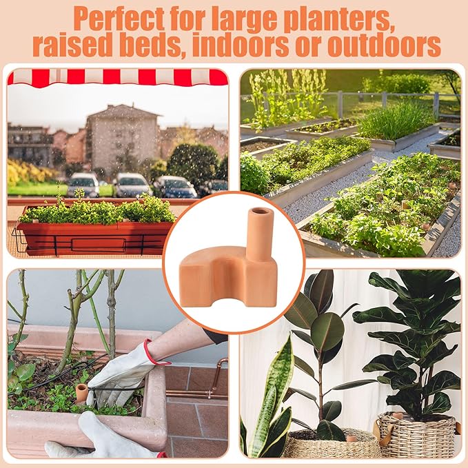 4 Pcs Terracotta Watering Spikes Tank Self Watering Planter Water Storage Reusable Automatic Terracotta Plant Water Devices Self Irrigation System for Houseplants Garden and Flowers