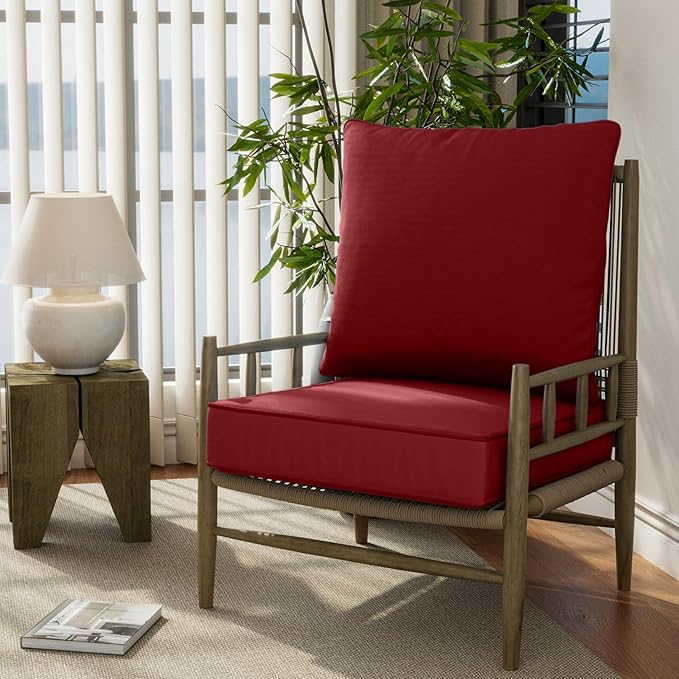 24" x 24" x 6" Outdoor Deep Seat Cushions Set - 6 Set Waterproof & Fade Resistant Patio Furniture Replacement Cushions, Non-Slip Outdoor Cushions Fit Loveseats, Couches, Chairs, and Sofas.