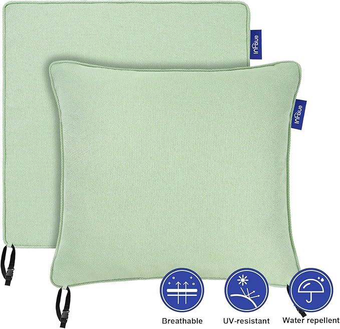 Deep Seat Cushions, Outdoor Cushions, Patio Furniture Cushions, Deep Seat & Back Cushion Patio Cushions for Backyard Couch Sofa Fade Resistant (24x24x4 inches 4 Sets, Light Green)