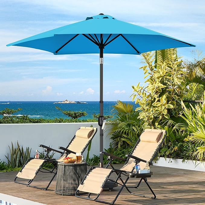 Yaheetech Patio Umbrella, 9FT Outdoor Table Market Umbrella with Push Button Tilt and Crank, Yard Sun Shade with Sturdy Ribs for Garden, Deck, Backyard, Pool