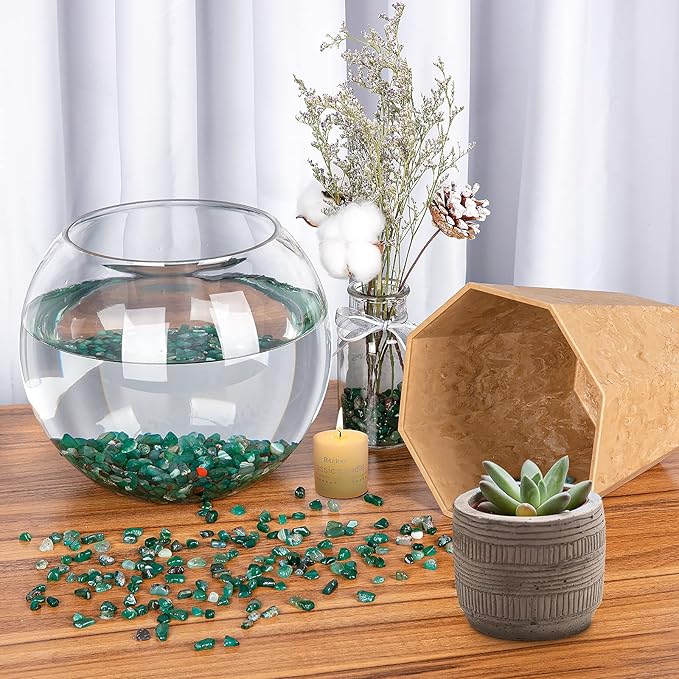 RIFNY Decorative Polished Rocks, 0.3" Gravel Rocks Crushed Crystal for Plant Flower Pots Succulents Cactus Bamboo Plant Vase Filler Aquarium Fish Tank Decorations and DIY Craft (3 LB, Green)