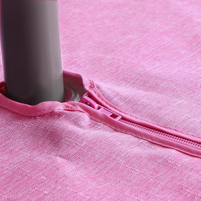 Outdoor Tablecloth Wrinkle-Free Stain Resistant Waterproof Polyester Fabric Table Cover with Zipper Umbrella Hole for Picnic/Party/Dinner/Patio Garden(60×84inch,Zippered,Pink)