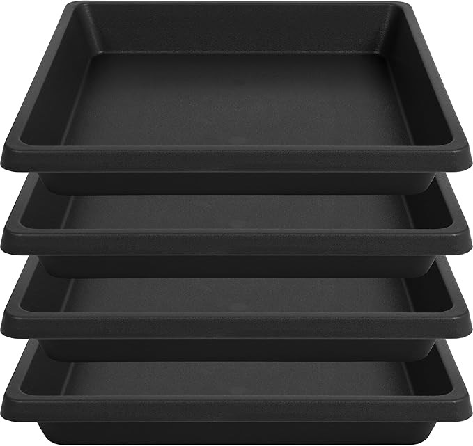 Square Plant Saucer 8 Inch 4 Pack 6 10 12 14 16 18 20 inch, Saucers for Potted Plants and Water Catcher Tray, Plant Drip Trays and Flower Pot Saucers, Plant Saucers for Indoors and Outdoors