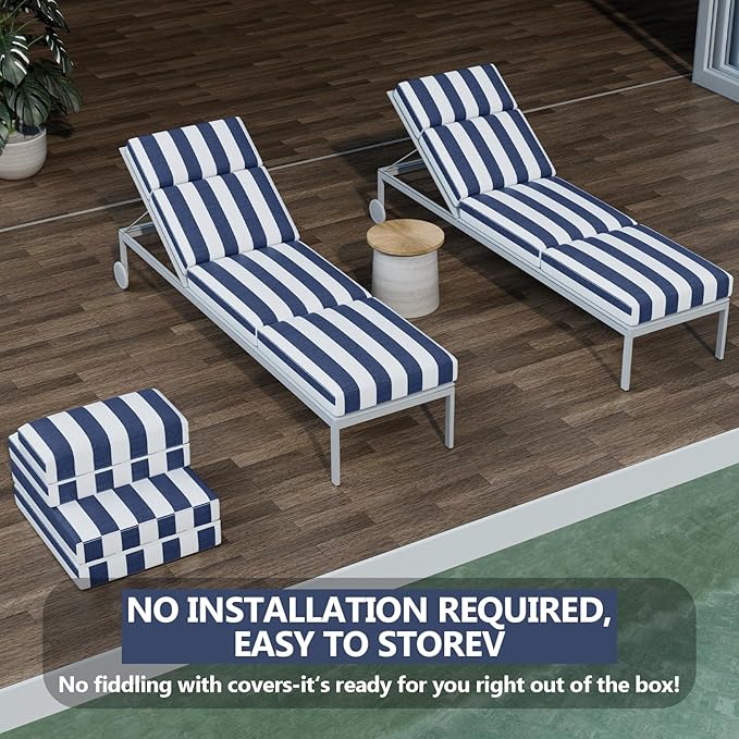 Chaise Lounge Cushions Outdoor, 80 x 26 x 4 Inch Lounge Chair Cushions for Outdoor Furniture - Waterproof Lounge Patio Replacement Cushion, 4In Fade-Resistant ThickPatio Chaise Lounge Cushion