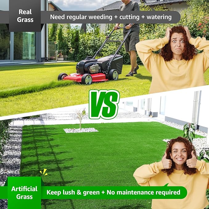 Artificial Grass Turf Outdoor for Garden Landscape Decoration, Fake Rug Mat with Drainage Holes,Synthetic Grass Lawn for Balcony,Backyard,Patio,Gate,Pool Deck, Dog Potty Training Grass 4ftx6ft