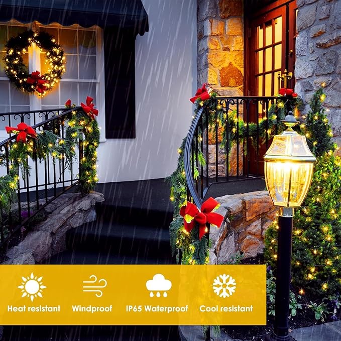 6-Pack Solar String Lights Outdoor, Extra-Long 600LED Solar Fairy Lights Waterproof, Solar Powered Twinkle Lights Copper Wire 8 Modes Solar Lights for Xmas Tree Garden Party Wedding (Warm White)