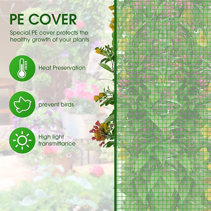 Onelike 32'' x 16'' x 55.5'' Plastic Raised Garden Bed with Greenhouse Cover and Trellis, Vertical Tomato Planters for Climbing Plants, Self Watering System Tomatoes Cage for Patio, Medium