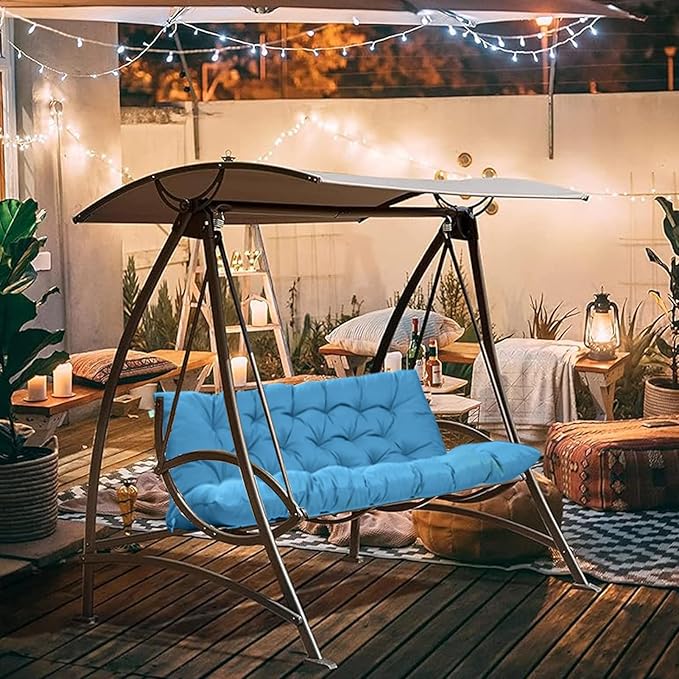 2-3 Seat Swing Replacement Cushion, Outdoor Bench Cushions with Backrest Thicken 4", Patio Furniture Garden Porch Loveseat Glider Pad Anti-Fading Waterproof (Sky Blue, 40x47in)