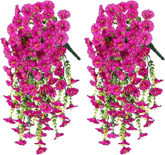 Ochine 2Pcs Artificial Hanging Flowers Plants for Outdoor Fall Decoration, Artificial Hanging Fall Flowers Realistic Faux Flowers for Planter Patio Porch Garden Autumn Harvest Thanksgiving Home Decor