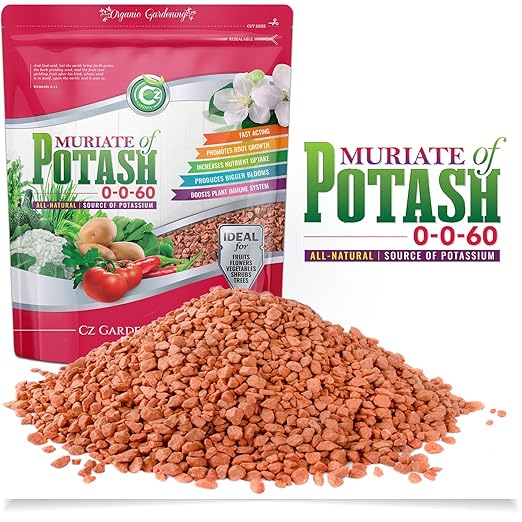 Muriate of Potash 0-0-60 Fertilizer Made in USA - MOP Potassium Plant Food for Indoor/Outdoor Plants, Flower Gardens, Fruit and Vegetable Gardens, Holistic Herbs, Trees and Green Lawns!