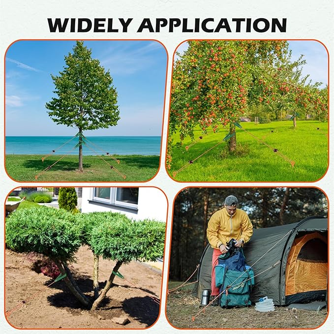 3 Pack 18" Tree Stake Kit, Heavy Duty Spiral Stakes and Supports for Leaning and Young Trees Straightening, Protect Trees from Bad Weather (Orange)