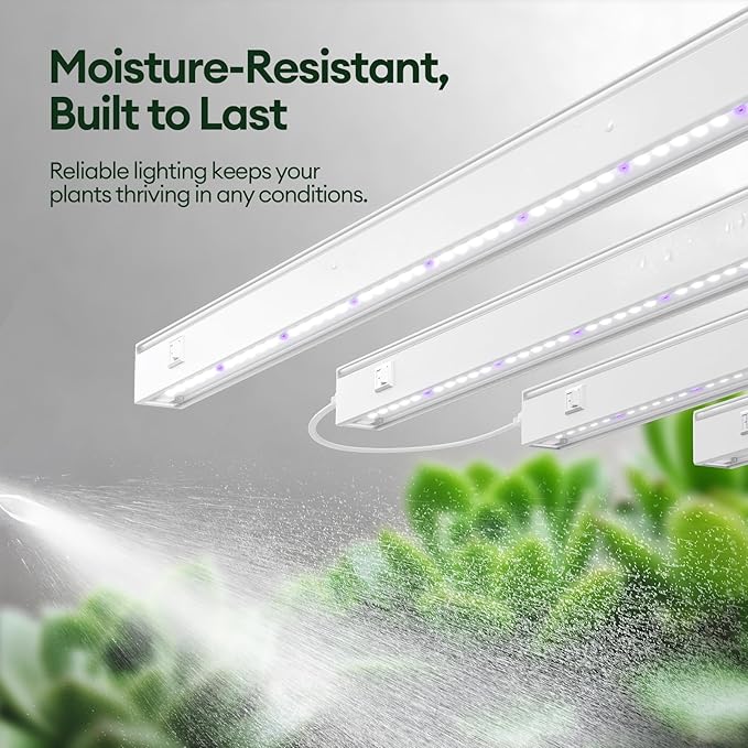 Grow Lights for Indoor Plants 2FT, Blue-Rich Full Spectrum 5000K Grow Light, 60W(4 x 15W), T5 LED Grow Light Strips for Succulents, High PPFD, Linkable, White, 4-Pack