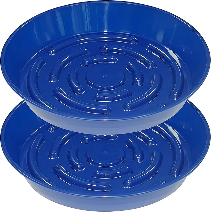 2 Packs Plant Saucer Pot Tray, 12 inch Blue Flower Planter Saucers and Drip Trays