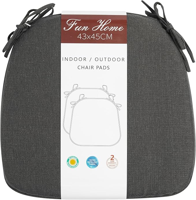 Outdoor Chair Cushions Set of 2,Patio Seat Cushion 17"x16"x2",U-Shaped Dining Chair Cushion 17 by 16 Inch,Water Resistant,Fade-Resistant Chair Pads for Kitchen Garden Furniture(Charcoal Gray)