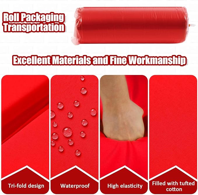 6 Pack Outdoor High Back Chair Cushion, 44 x 20 inches Patio Chair Cushions Waterproof Rocking Cushions Indoor Furniture Seat Pad, Weather Resistant (Solid,Red)