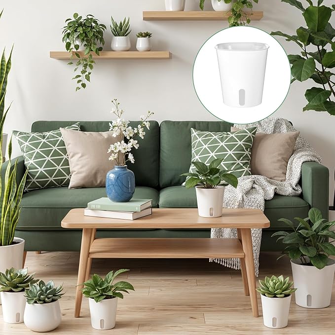 20 Pcs Self Watering Pots for Indoor Planters, 3 Inch Plastic Self Watering Planter Pot Garden Flower Pots with Water Level Indicator Vents for Succulents (White)