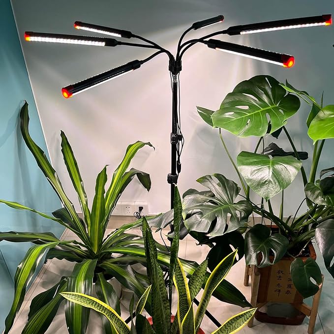 54 Watt Grow Lights for Indoor Plants with Stand, Standing Tall Plant Light, 4,8,12,16,20H Timer, Full Spectrum Bonsai Tree Grow Light, 24"-64" Adjustable Tripod Stand Plant Growing Lamps