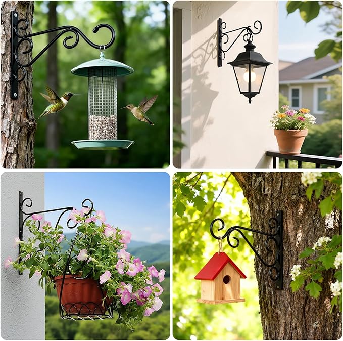 2 Pack Wall Mounted Plant Hanger – Heavy-Duty Metal Hooks for Indoor & Outdoor Planters, Lanterns, Wind Chimes & Decorative Hanging