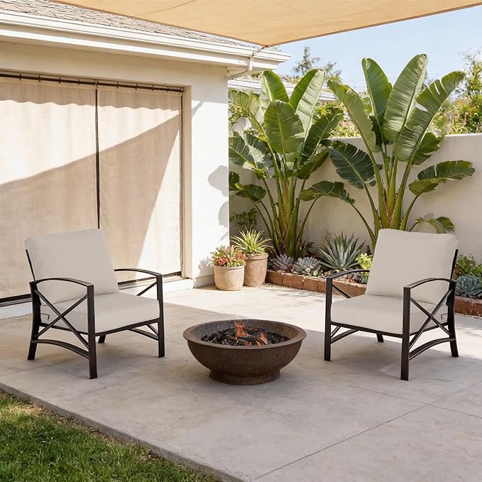 24"x27.5" Outdoor Deep Seat Patio Cushions Set of 2, Deep Seat Bottom Resilient Foam Filling Water-Resistant Stain-Resistant UV Resistant Weather Resistant with YKK Zippers, Putty