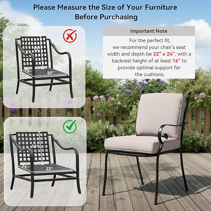 Outdoor Chair Cushions for Patio Furniture - 1 Pack Outside Durable Thick Replacement Cushion 22x24 with Zipper Cover for Wicker Glider Rocking Chairs Loveseat Couch – Beige/Regular