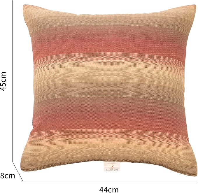JMGBird Outdoor Pillows Set of 2 with Inserts - 18x18 Weather-Resistant Throw Pillows for Patio Furniture, Dark Red Striped Decorative Cushions