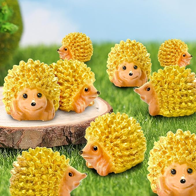 Exasinine 50Pcs Hedgehog Figurine Mini Hedgehog Resin Fairy Garden Accessories Mini Resin Animals for Plant Pots Bonsai Craft Decor Fairy Wild Garden Micro Landscape Supplies