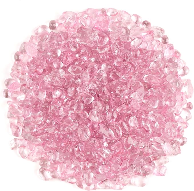 WAYBER Glass Stones, 1Lb/460g Irregular Sea Glass Dercorative Rocks Non-Toxic Artificial Crystal Pebbles for Aquarium Decoration/Vase Filler/Table Scatter/Handcraft/Jewelry Making/Gems Display, Pink