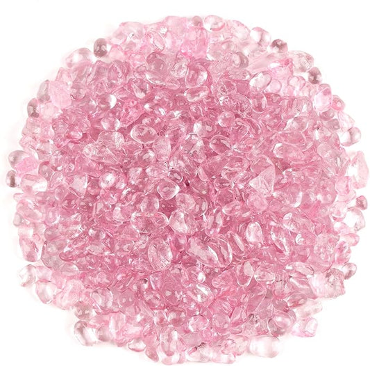 WAYBER Glass Stones, 1Lb/460g Irregular Sea Glass Dercorative Rocks Non-Toxic Artificial Crystal Pebbles for Aquarium Decoration/Vase Filler/Table Scatter/Handcraft/Jewelry Making/Gems Display, Pink