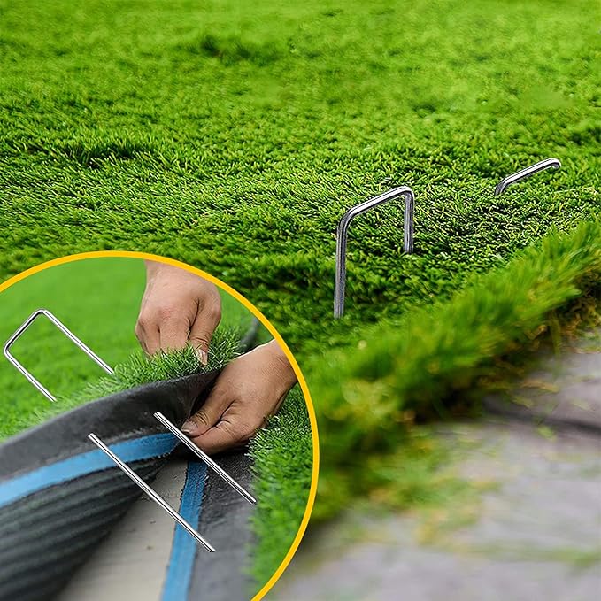 Landscape Staples Galvanized Garden Stakes, 6 inch 500 Pack 12 Gauge Heavy Duty Garden Pins for Fences, Lawns, Weed Barriers and Landscape Fabrics, Netting, Irrigation Hose.
