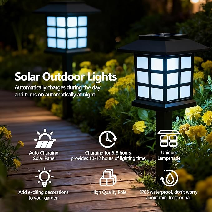 Solar Lights Outdoor,12 Pack LED Solar Garden Lights Waterproof,Auto On/Off Solar Pathway Lights for Landscape,Path,Yard,Patio,Driveway,Walkway Decor