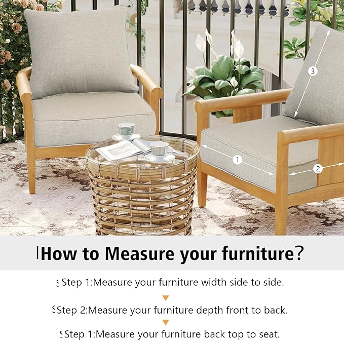 Outdoor 24"x24" Deep Seat Patio Cushion Set of 2, Outdoor Chair Cushions with Water-Resistant UV Resistant Weather Resistant Sectional Sofa Pad and Removable Covers,Riverbed