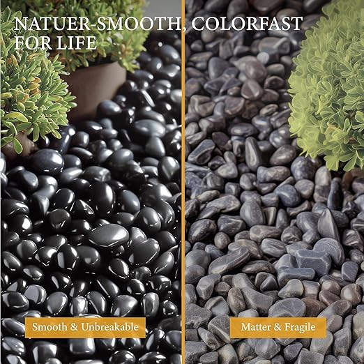 18lb Black River Rocks for Plants, 1-3 Inch Pebbles for Indoor Plants, Polished Garden Rocks Outdoor Landscaping, Decorative Stones for Vases, Succulents, Aquarium, Walkways