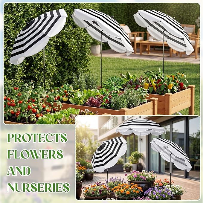 3 Pack Plant Umbrella for Outdoor Adjustable Sun Shade Covers 24" Sun Protection Cloth UV Umbrella for Potted Plants, Garden Beds, Patio Flowers