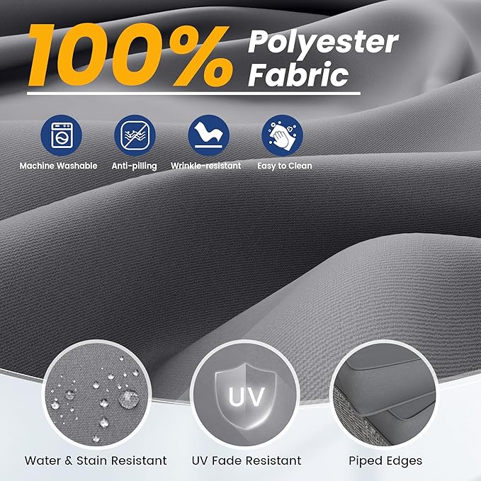 UDPATIO Outdoor Cushions for Patio Furniture, 4'' Replacement Cushions for Outdoor Sofa Bench, Water-Resistant Sectional Cushions, Grey