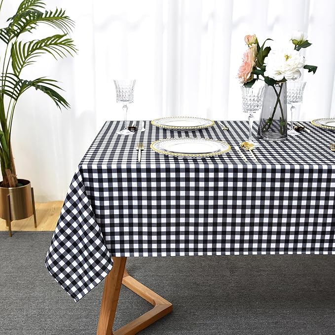 Waterproof Plaid Tablecloth Fabric - Square 58x58 Inch Classic Gingham Checker Table Cloth for Indoor/Outdoor Use - Buffalo Table Cover for Picnics, BBQs, and Parties