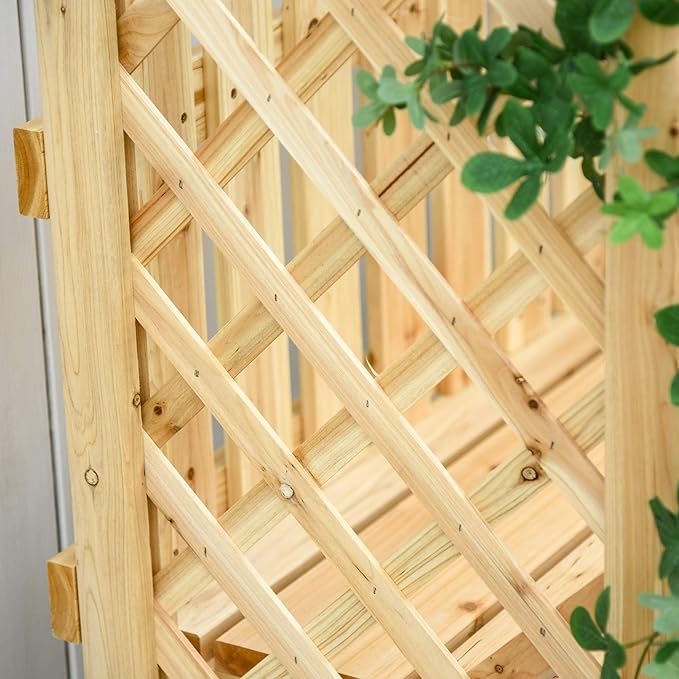 Outsunny Wooden Garden Arbor for Climbing Plants with Garden Bench, Garden Arch to Grow Grapes & Vines, Patio Decor & 2-Person Outdoor Wood Decorative Seating, Natural