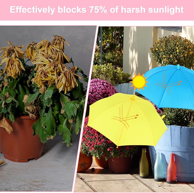 JarThenaAMCS 6Pcs Plant Umbrellas for Outdoor Plants Garden Beds Potted Plant Sun Shade Umbrella
