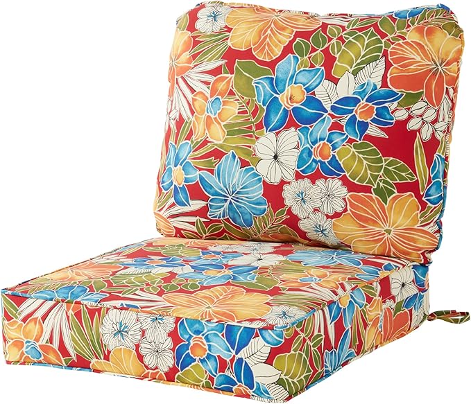 Greendale Home Fashions Outdoor 2-Piece Deep Seat Cushion Set, Aloha Crimson