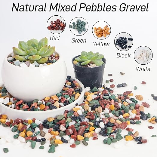 2.4lb Aquarium Gravel for Plants, 1/4Inch Fish Tank Gravel for Succulent Cactus and Bonsai, Decorative River Rocks Pebbles for Gardening, Flower Pots, Landscaping,Terrarium