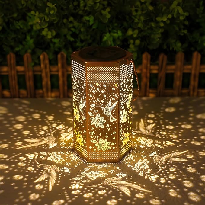 4 Pack Hummingbird Solar Lanterns Garden Decor - Gifts for Women Mom Grandma, Solar Lights Outdoor Waterproof Hanging Outside for Yard, Patio