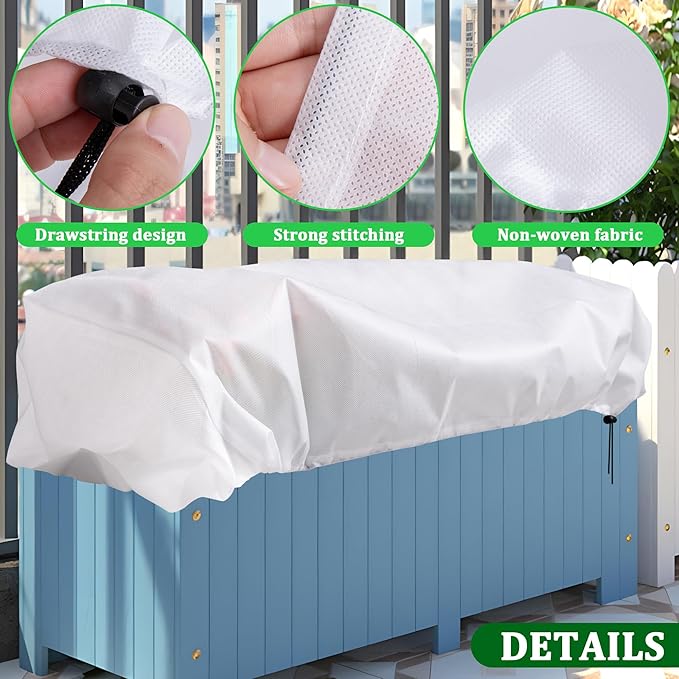 DECOHS 3 Pcs Rectangular Winter Plant Freeze Protection Cover - 39.3" x 17.7" x 15.7" Balcony Planter Box Cover - Frost Bags Wraps Blanket for Flower Boxes