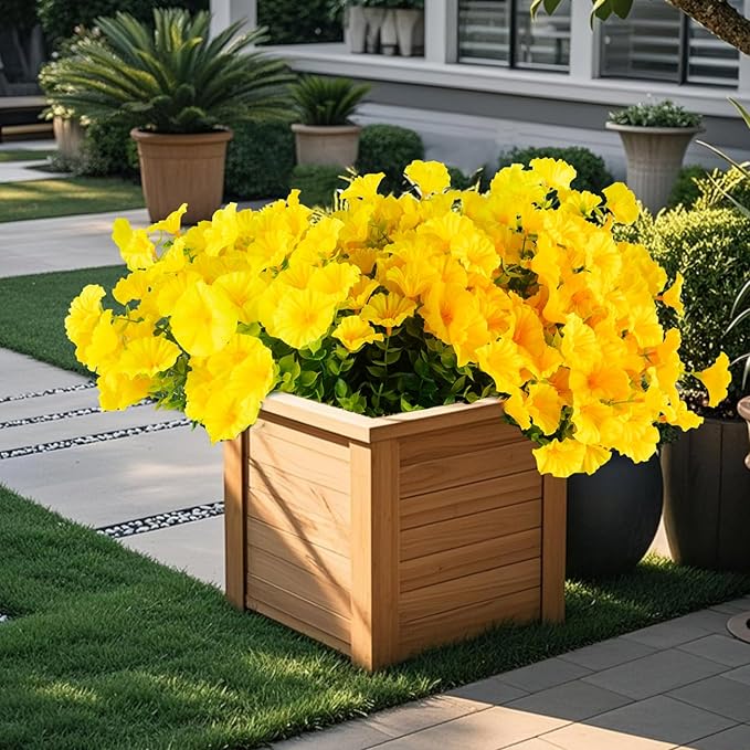 Christmas Artificial Mums 12 Bundles Yellow Bulk Fake Flowers Faux Planters Real Touch Stems for Outdoors Fall Silk Flower UV Resistant Urn Filler Front Porch Thanksgiving Decorations for Home Garden