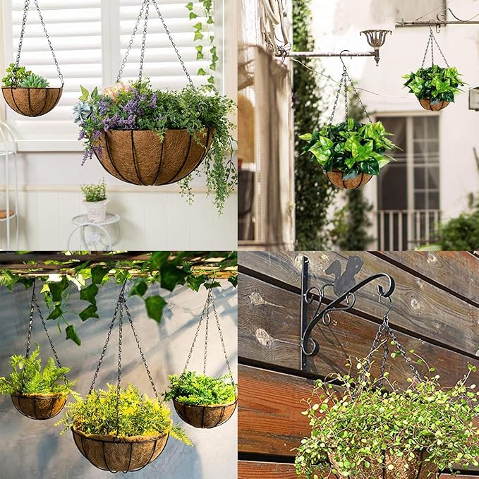 4PCS Black Metal Hanging Chains 3 Point Holder Anti-Rust Paint Black Chain for Bird Feeders, Planters, Lanterns, Billboard, Wind Chimes, Flower Pot Garden Outdoor Use
